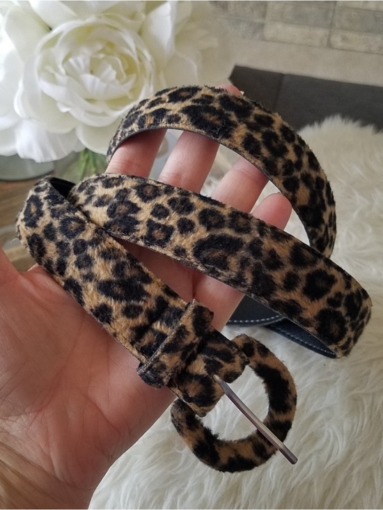 Black & Brown Animal Print Slim Belt main image 4